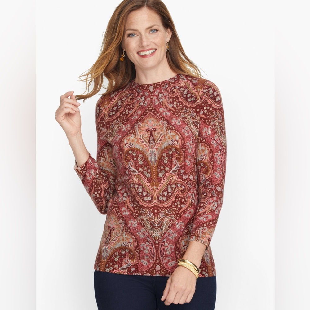Talbots Cashmere Audrey Paisley Sweater Medium